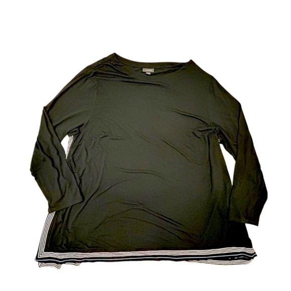 J. Jill Wearever Collection Oversized Split Side Tunic Black Blue/White Stripe - Picture 1 of 12